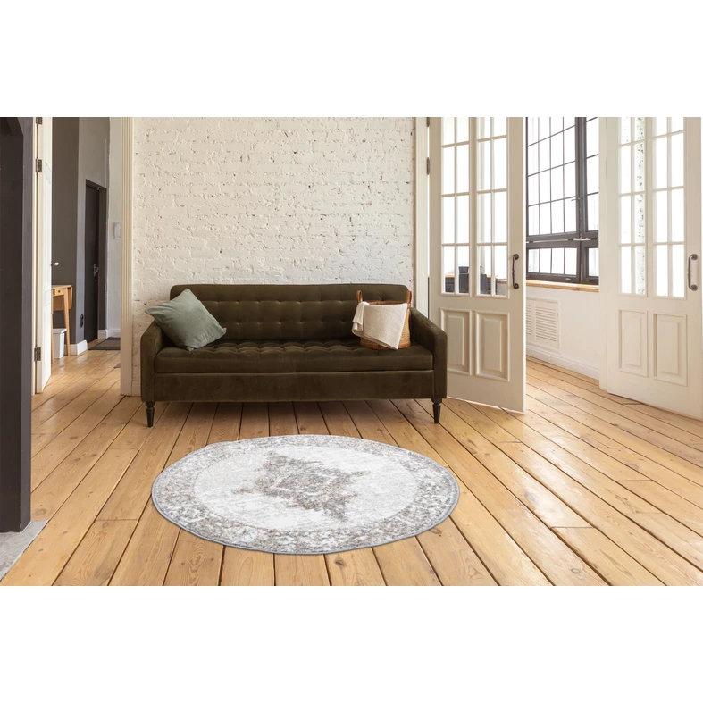 Retro sivý okrúhly koberec SALSA 100 cm