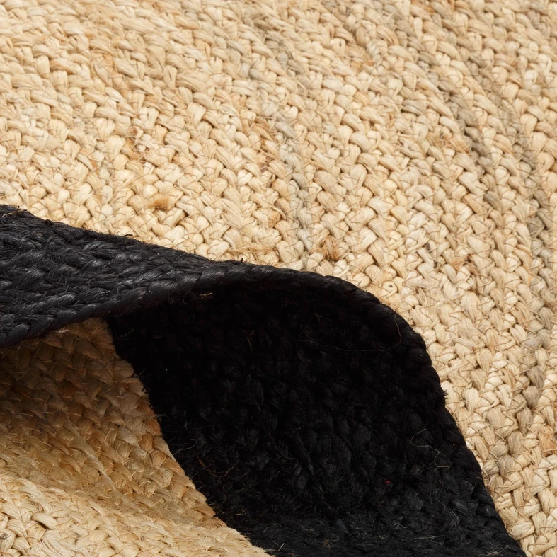 Okrúhly jutový koberec BRUGA, čierno-béžový, 100 cm
