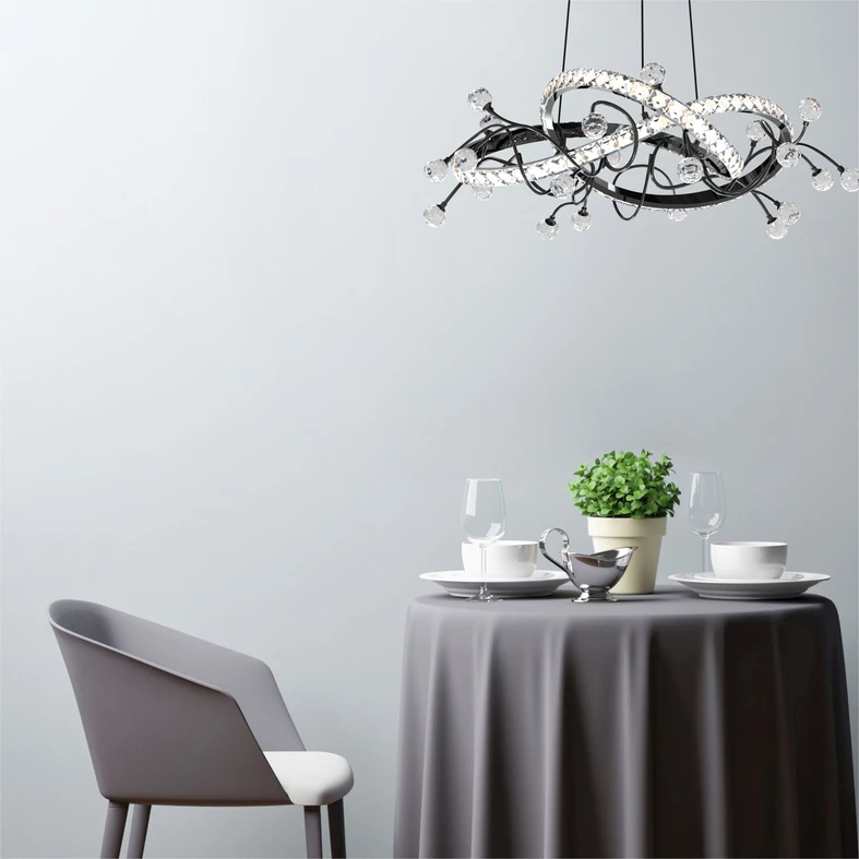 Závesné LED svietidlo s diaľkovým ovládaním MAIA čierne chróm