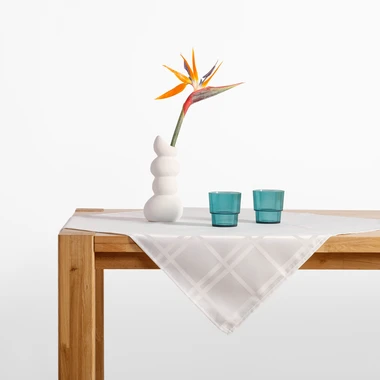 Biely žakárový obrus kockovaný CASCADE 85x85 cm