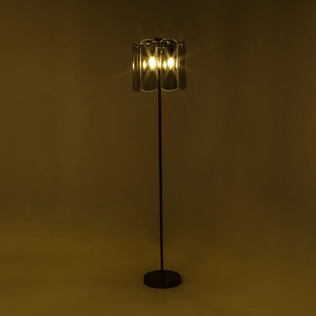 Stojacia lampa z dymového skla čierna NIRA