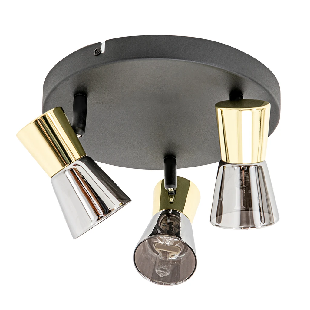 Stropné svietidlo 3-bodové čierno-zlaté CENTO 30 cm