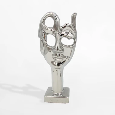 Strieborná dekoratívna figúrka v tvare masky 24,5 cm