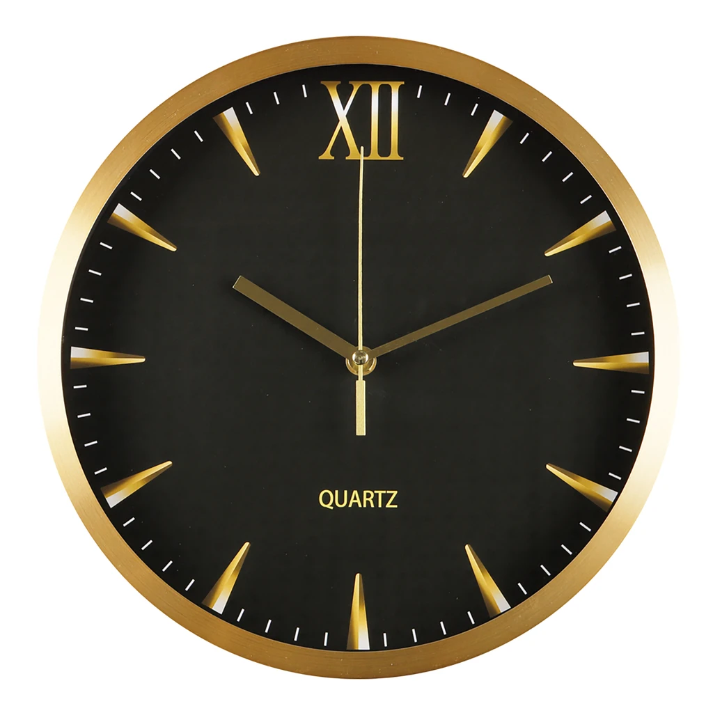 Nástenné hodiny čierno-zlaté 30,5 cm