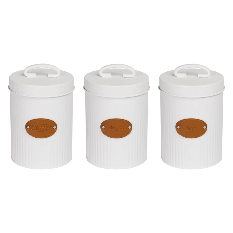 Kovová nádoba na čaj biela LINES 15 cm