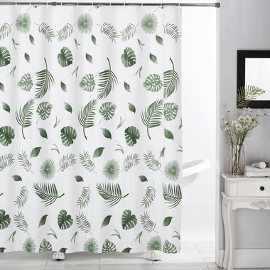 Sprchový záves ROSA so vzorom zelených listov 180x180 cm