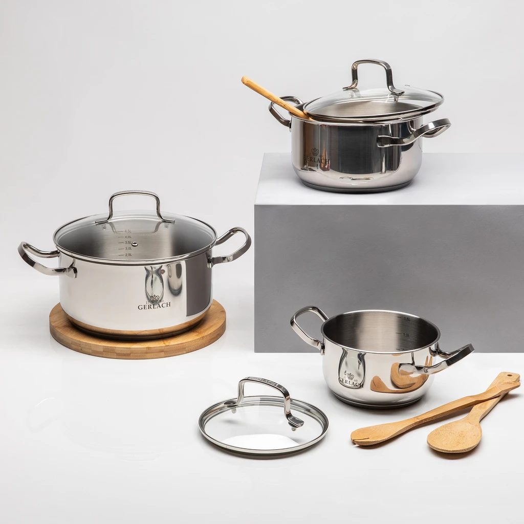 Sada 3 hrncov z nehrdzavejúcej ocele SIMPLE