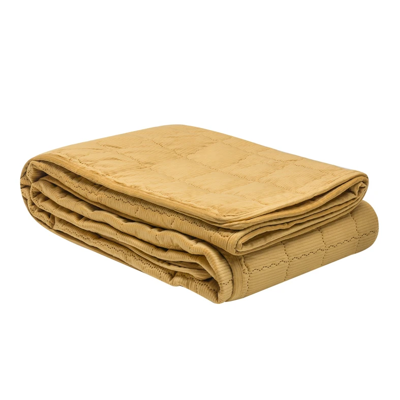 Horčicový menčestrový prehoz na posteľ TIMON 200x220 cm