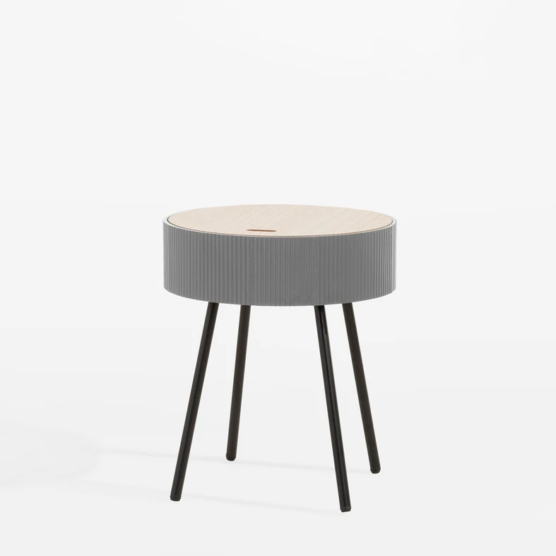 Okrúhly konferenčný stolík sivý 40,5x47,5 cm