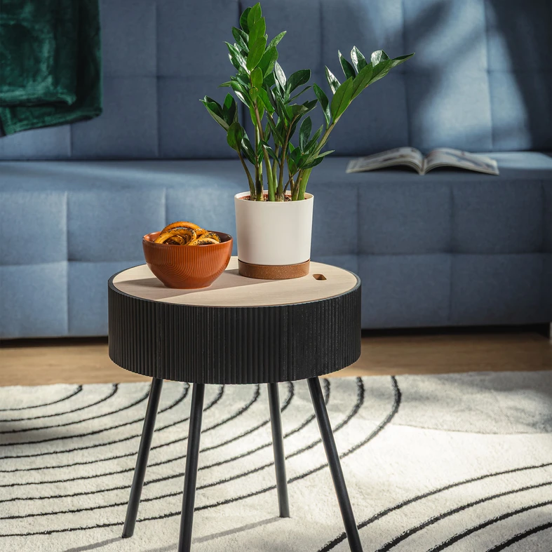 Okrúhly konferenčný stolík sivý 40,5x47,5 cm