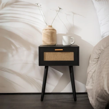 Nočný stolík CALAMO boho čierny