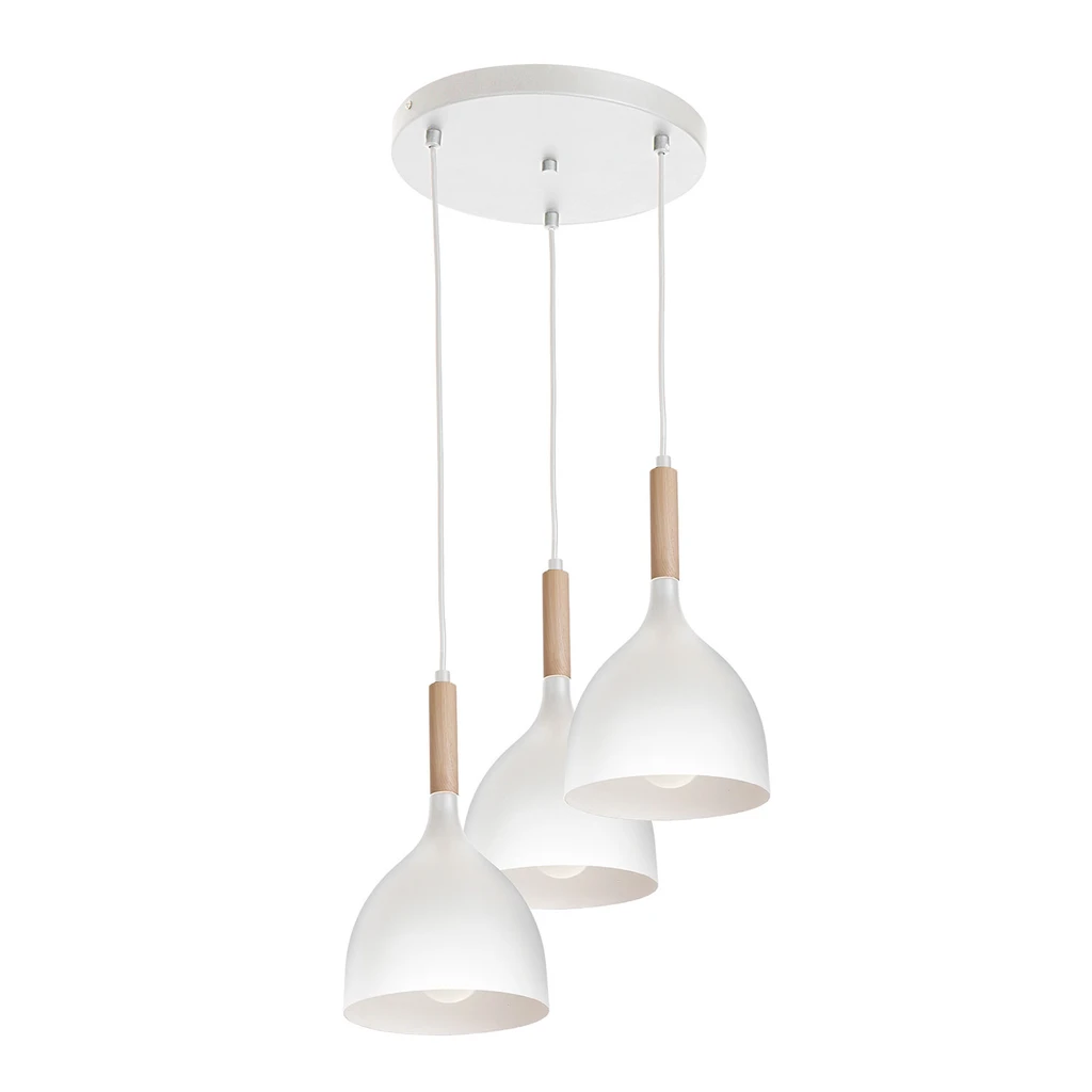 Závesné svietidlo biele 3xE27 NOAK WOOD 1195