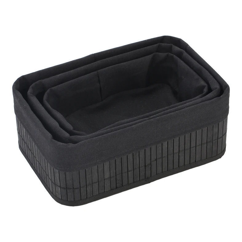 Bambusový kôš čierny, sada 3 ks