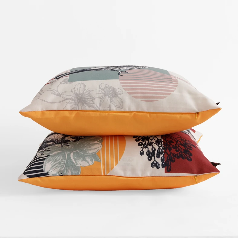 Poszewki kolorowe z grafiką ptaków