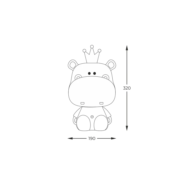 Lampka nocna HIPOPOTAM LED w różowym kolorze z 3 stopniami przyciemniania.