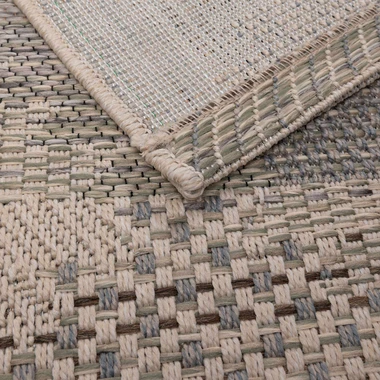 Koberec s geometrickým vzorom KEMET KOSOŠTVORCE, sivo-béžový, 120x170 cm