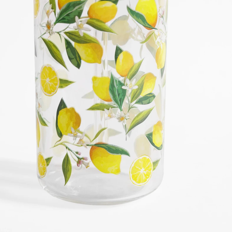 Pohár s bambusovým viečkom a slamkou CITRÓNY 500 ml