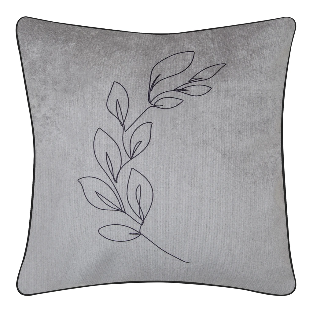 Ozdobný sivý vankúš TWIG LINE 45 x 45 cm