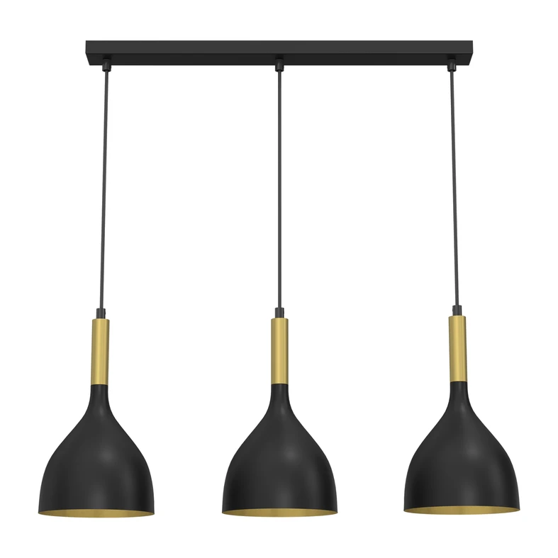 Čierno-zlaté závesné svietidlo NOAK III, 3xE27