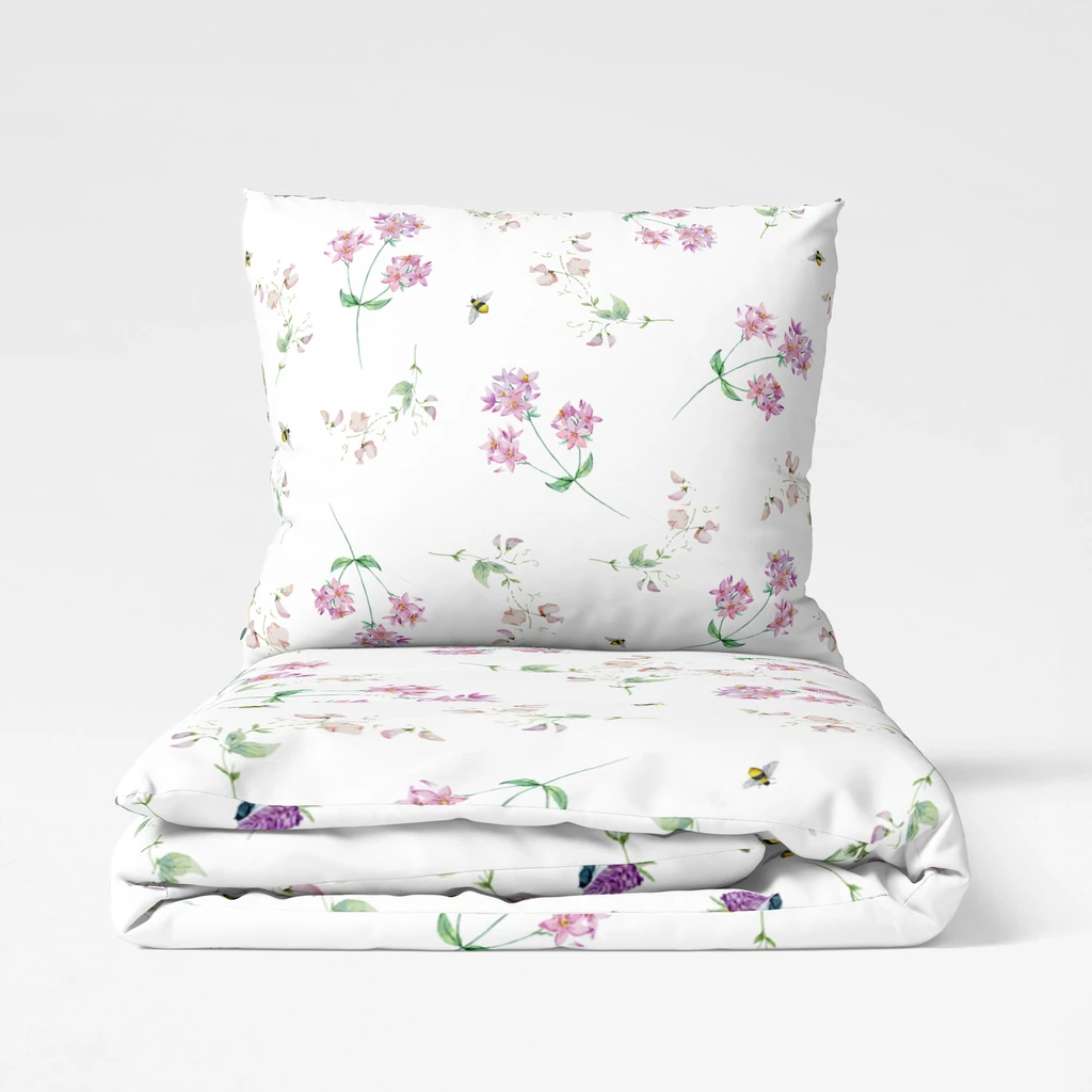 Pościel bawełniana w różowe kwiaty COTTAGE HOME 220x200 cm wykonana z bawełny.