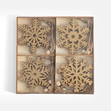 Súprava zlatých visiacich ozdôb SNEHOVÉ VLOČKY 12 ks