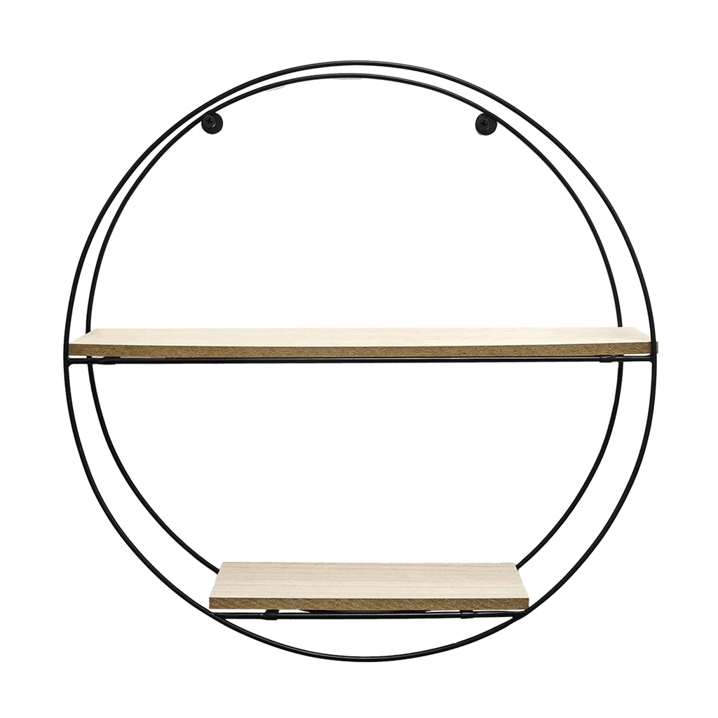 Čierna kovová kruhová polica 40 cm