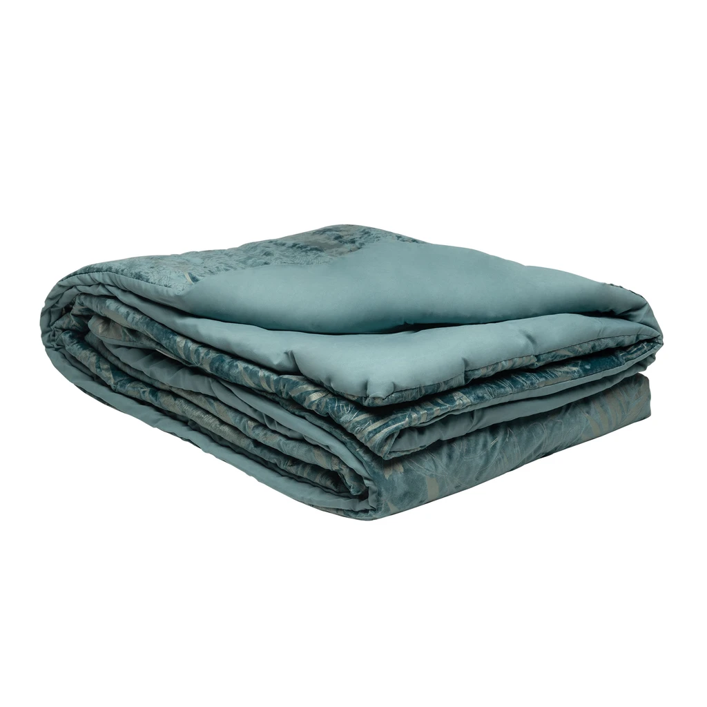 Zelená velúrová vrchná prikrývka TIARA 180 x 200 cm