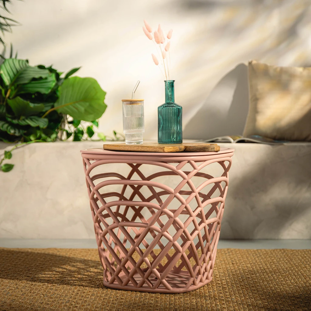 Drážkovaný pohár s bambusovým viečkom a slamkou 320 ml