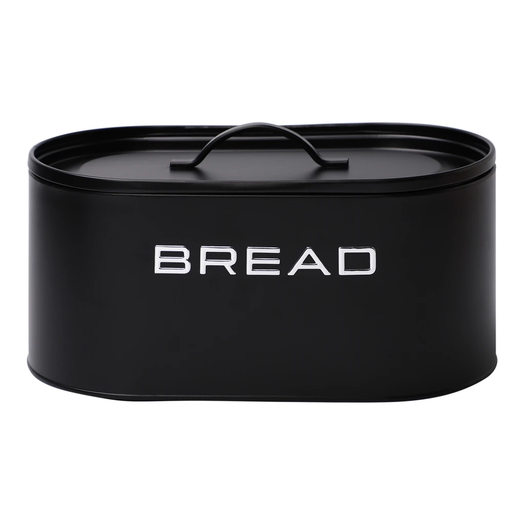Kovový chlebník s vekom čierny