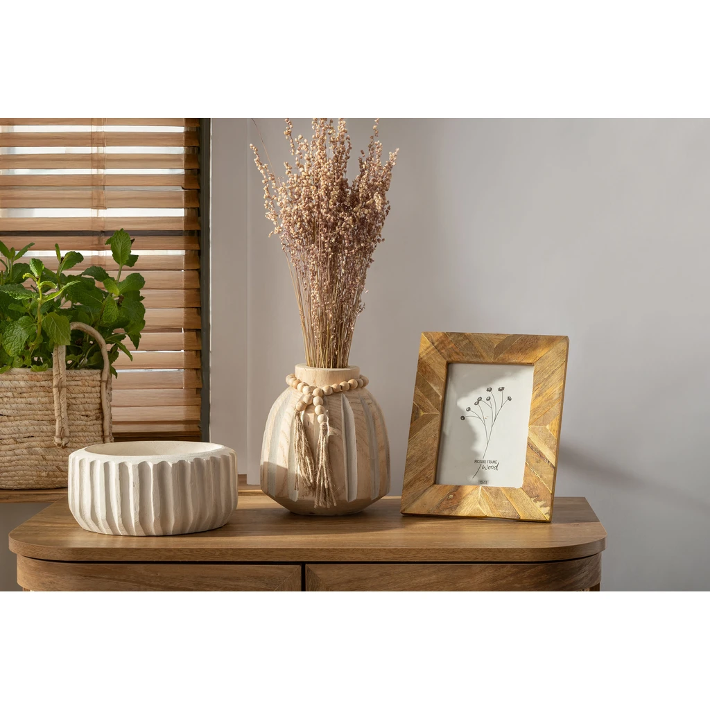 Drevená váza v etno štýle 19 cm