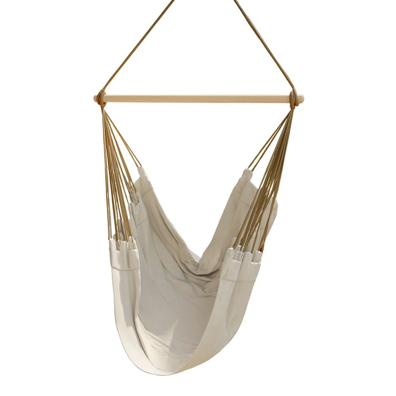 Závesné brazílske kreslo béžové CALERO 130x100 cm