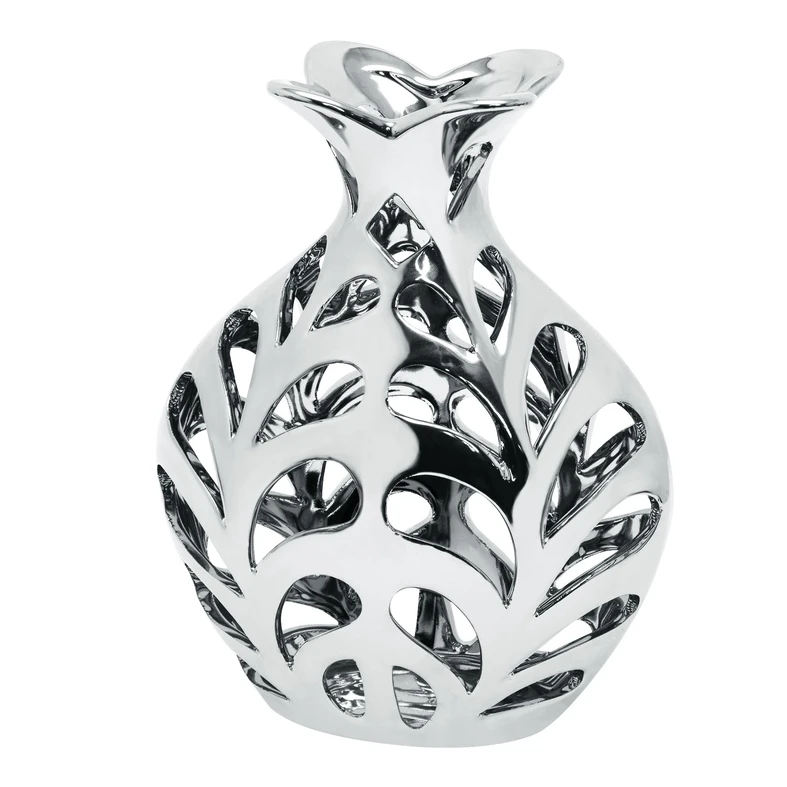 Ozdobná strieborná váza s otvormi 28 cm