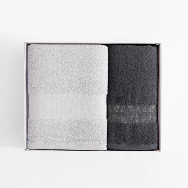 Súprava 2 uterákov strieborná/oceľová BLINK