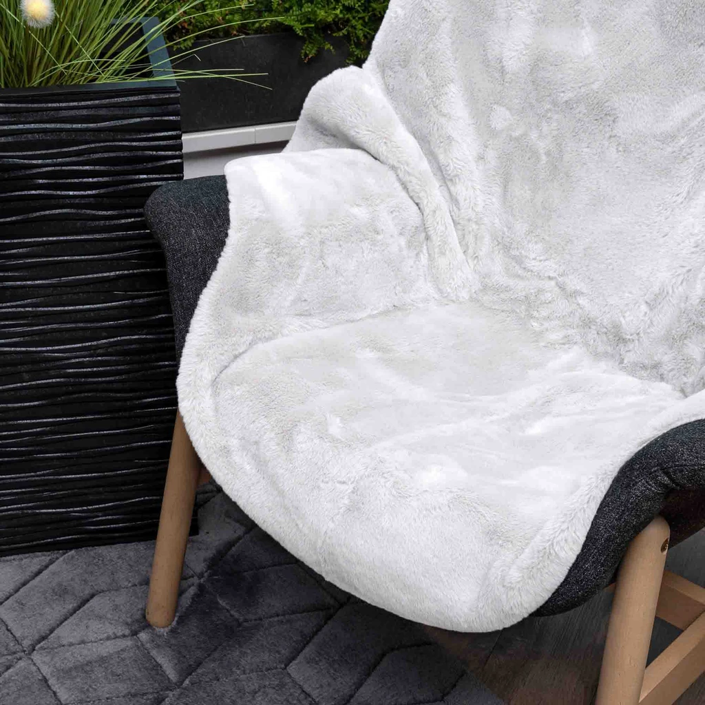 Koberec z umelej kožušiny RABBIT, biely, 60x90 cm