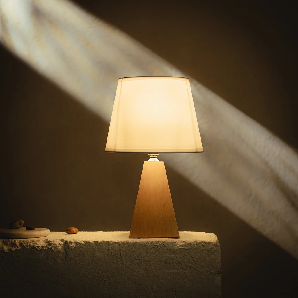 Bambusová stolná lampa s bielym tienidlom 31 cm