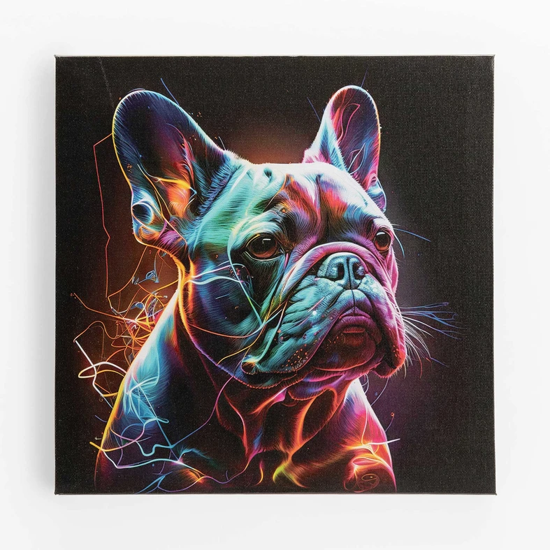 Mały obraz na grafiką pieska na czarnym tle