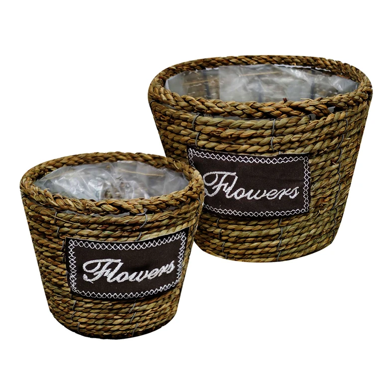 Obal na črepník pletený hnedý, súprava2 ks