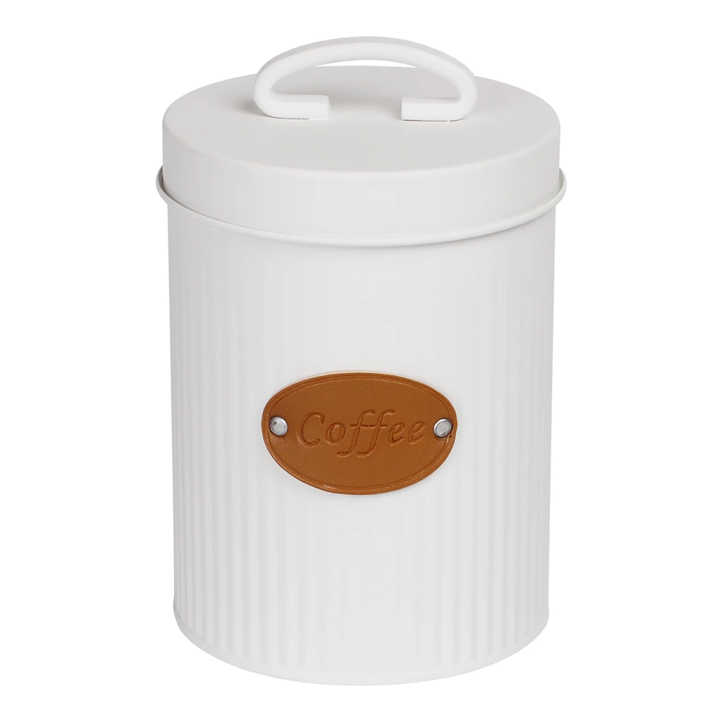 Kovová nádoba na kávu biela LINES 15 cm