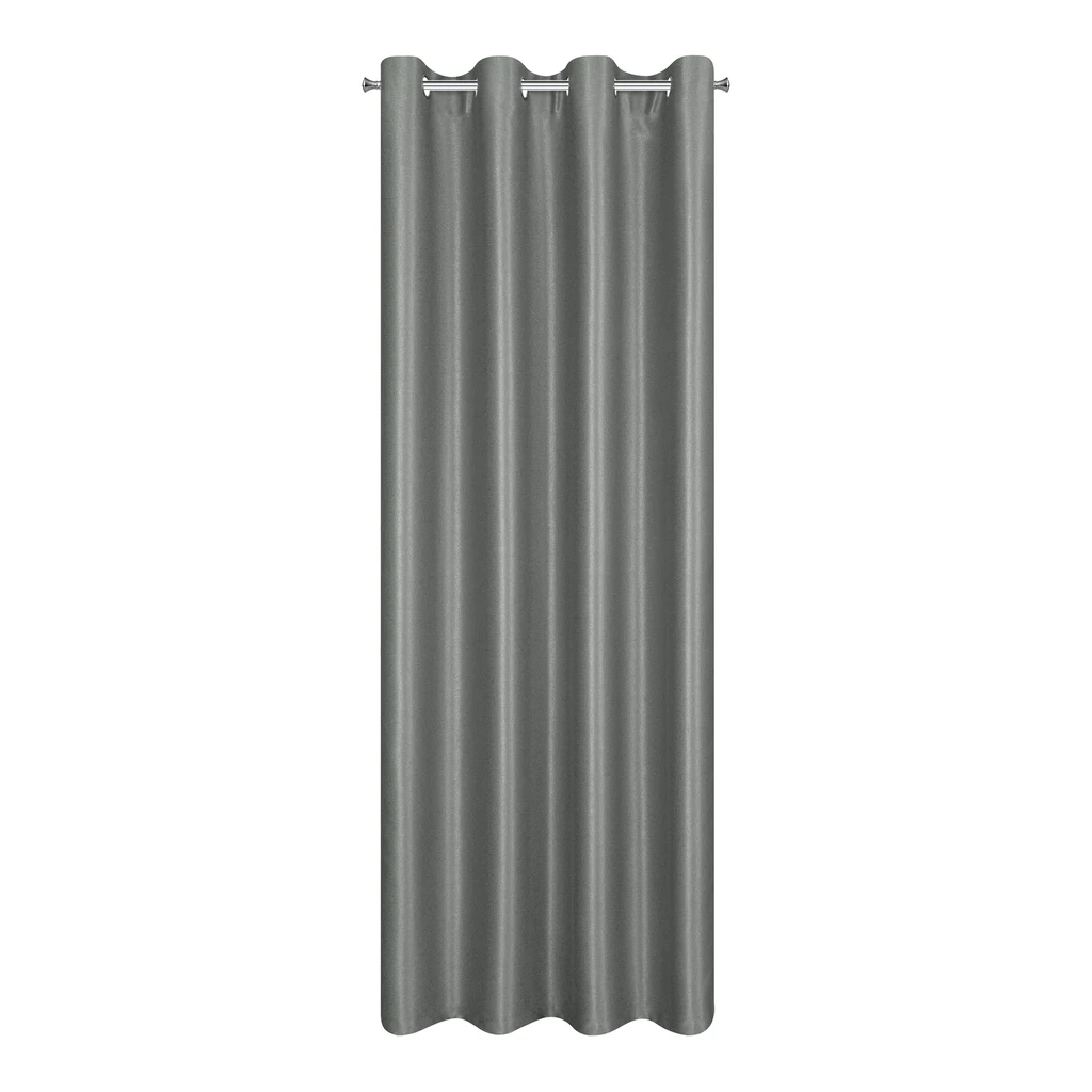 Zasłona do salonu na przelotkach w stalowym kolorze