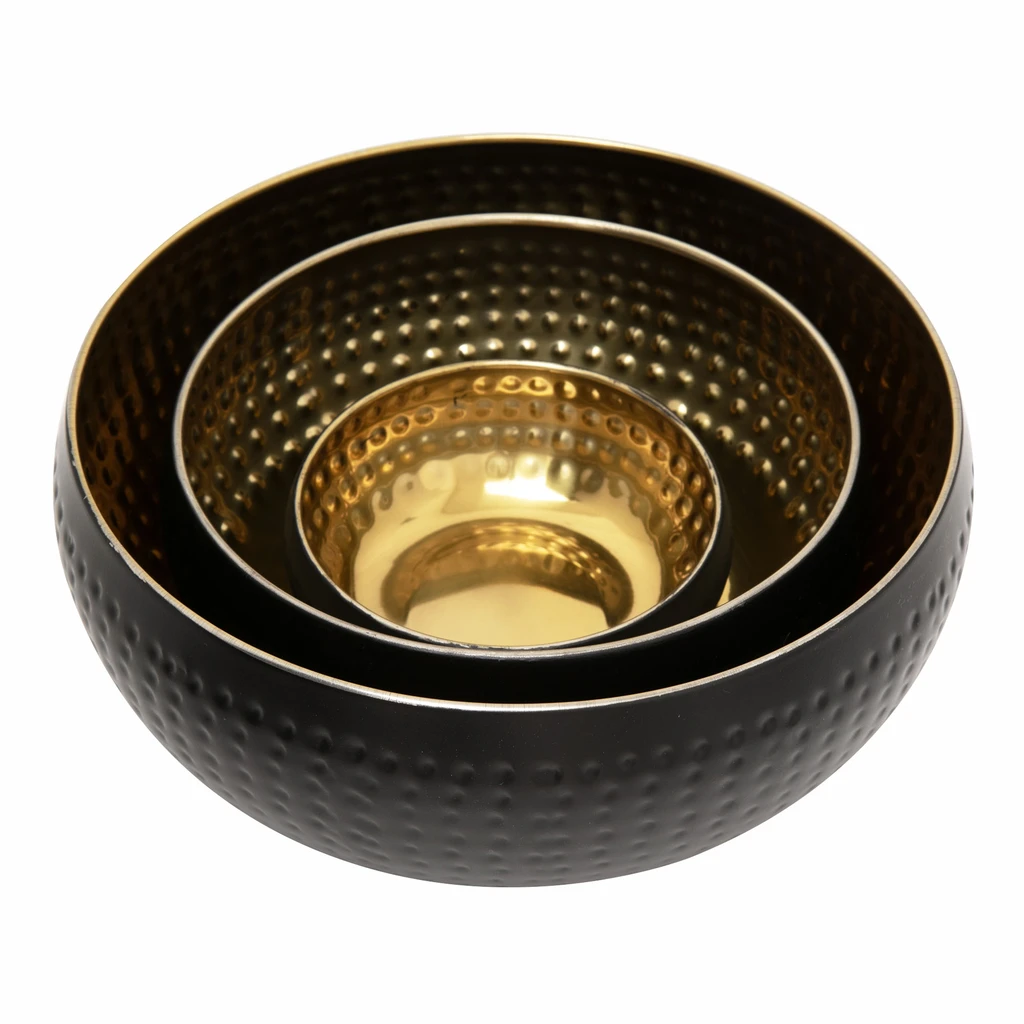 Nerezová miska čierno-zlatá, 12 cm