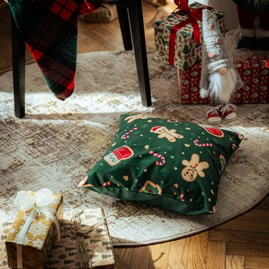 Vianočná obliečka na vankúš GINGER s koláčikmi 45x45 cm