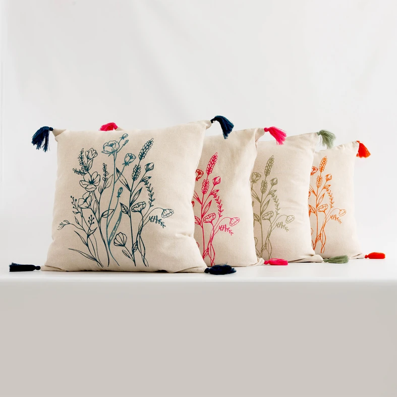 Dekoračná obliečka so strapcami modrá FLORIA 45x45 cm