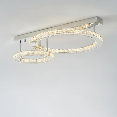 Stropné LED svietidlo GIRONA 2 krúžky chróm