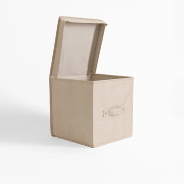 Skladací box s vekom v béžovej farbe 28x28x28 cm