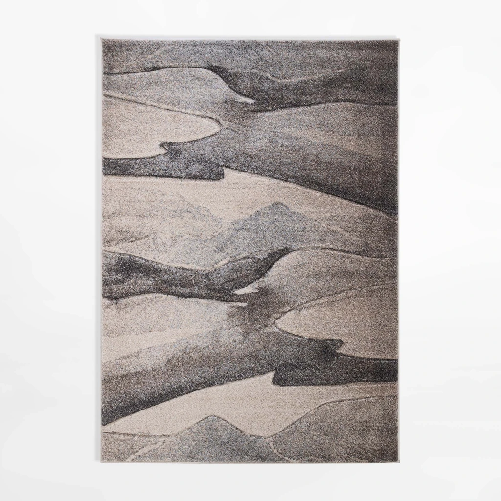 Prostokątny dywan abstrakcyjny szaro-beżowy