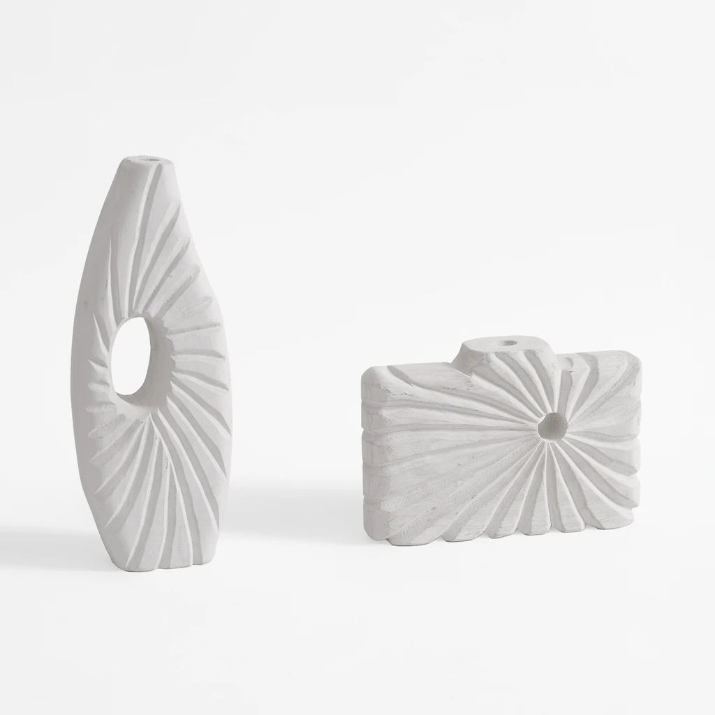 Wazon żłobiony biały 18 cm