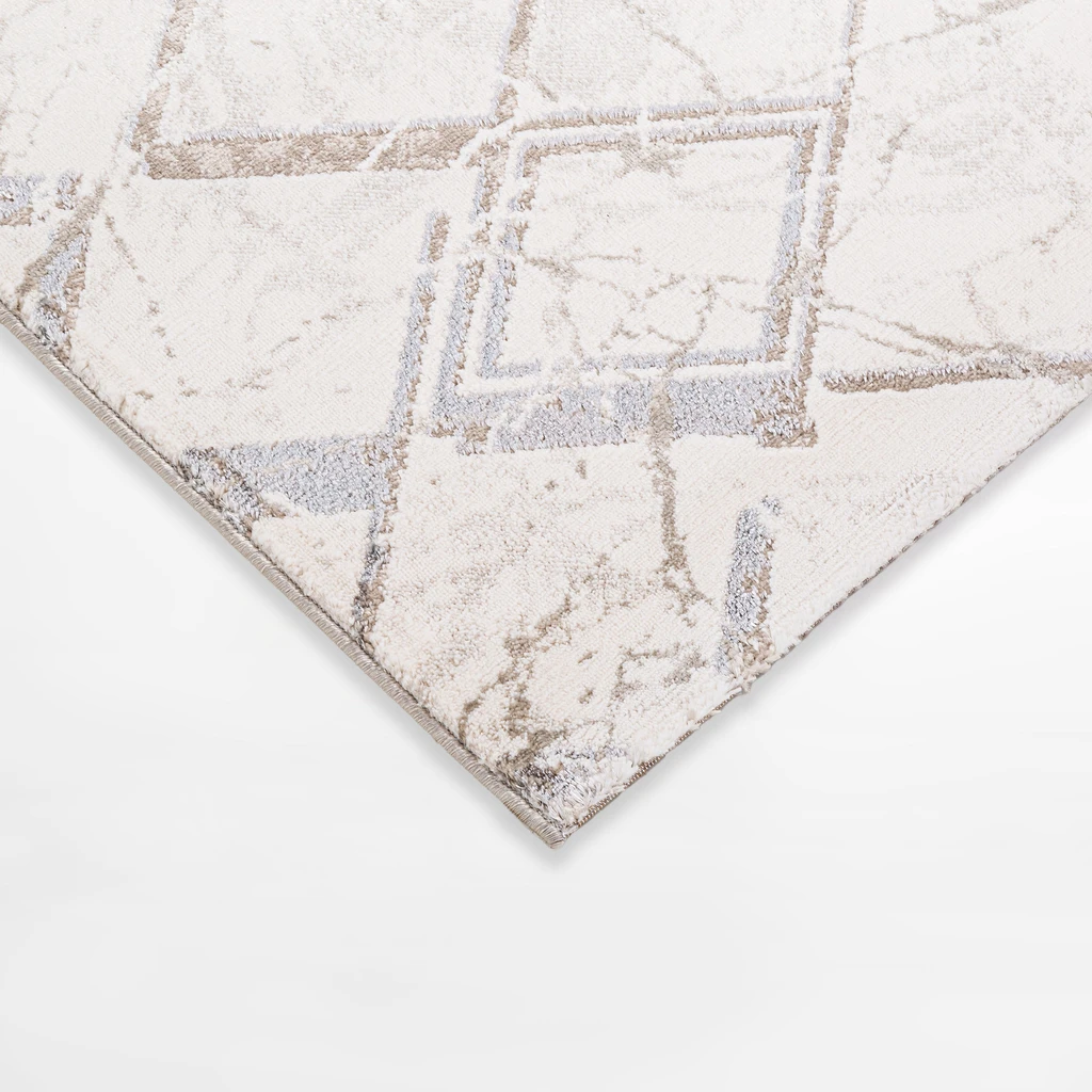 Koberec SPAZZIO s kosoštvorcovým vzorom, krémový, 120x170 cm