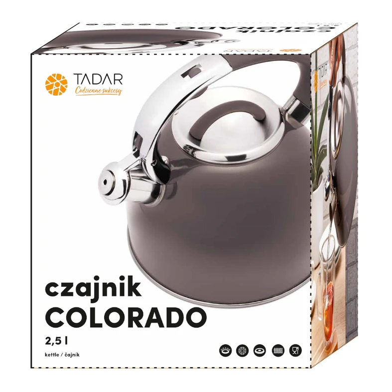 Plynová a indukčná varná kanvica šedá COLORADO 2,5 l