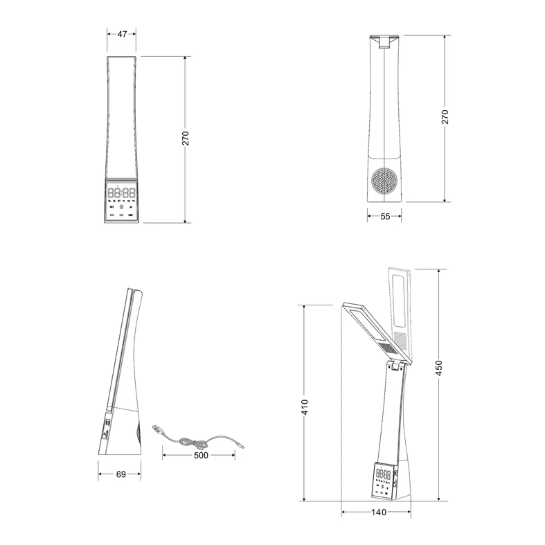 Stolná lampa LED s hodinami a reproduktorom Bluetooth LINUS