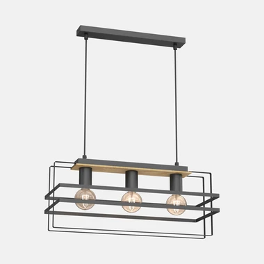 Závesné svietidlo čierny kov/svetlé drevo KORTEZ III